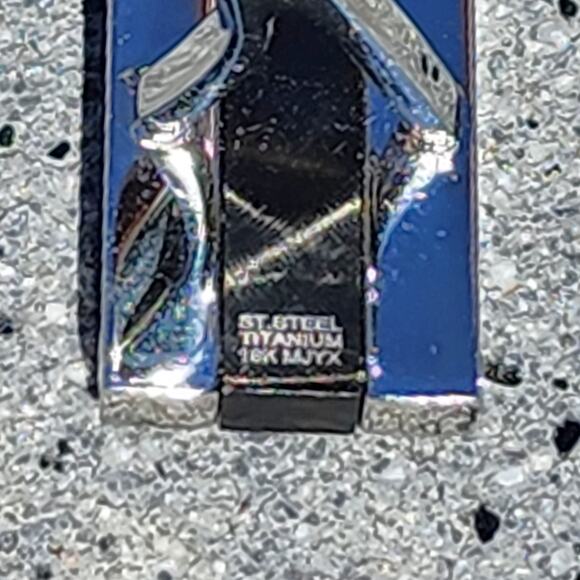 Vintage Rectangle Diamond Polished Stainless Steel Titanium 18k Gold Cufflinks - Picture 9 of 12